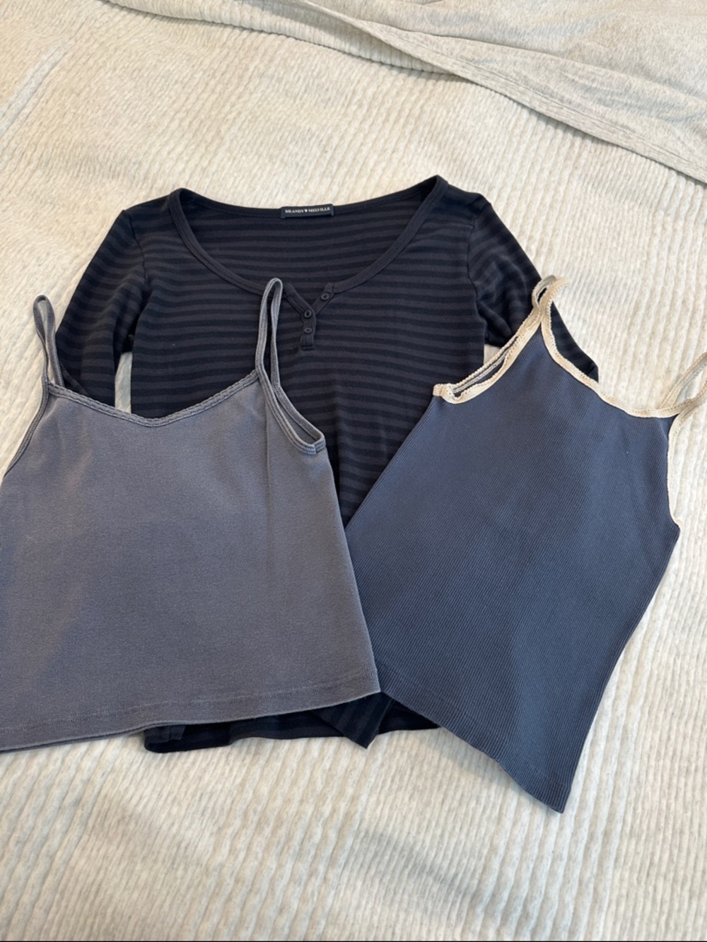 Brandy Melville Black and Charcoal Gray Tank & Long Sleeve Top Set